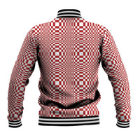 Red White Filipino Binakol Motifs Baseball Jacket Mabuhay Philippines Festival Kusikus Pattern