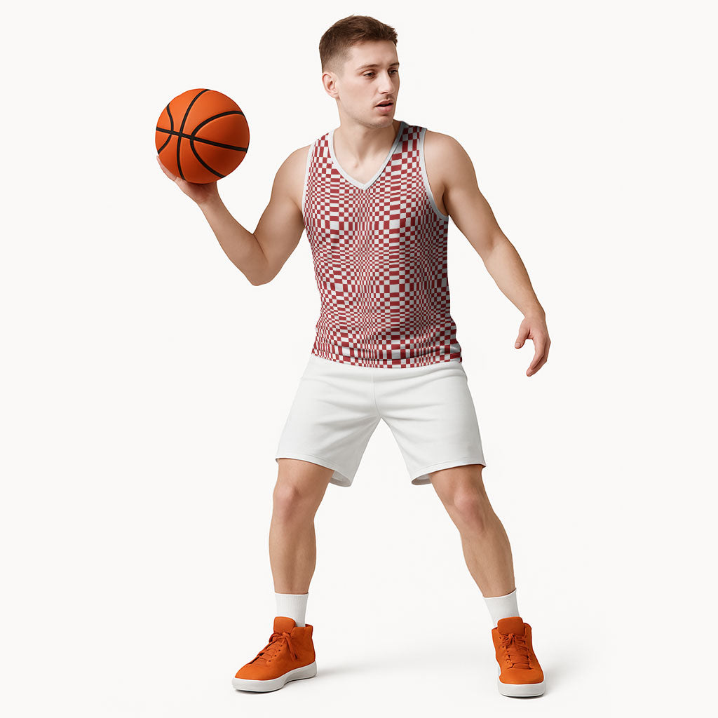 Red White Filipino Binakol Motifs Basketball Jersey Mabuhay Philippines Festival Kusikus Pattern