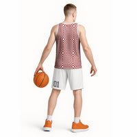 Red White Filipino Binakol Motifs Basketball Jersey Mabuhay Philippines Festival Kusikus Pattern