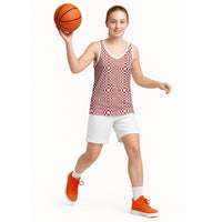 Red White Filipino Binakol Motifs Basketball Jersey Mabuhay Philippines Festival Kusikus Pattern