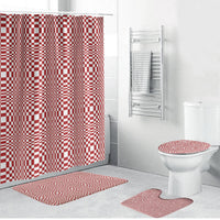 Red White Filipino Binakol Motifs Bathroom Set Mabuhay Philippines Festival Kusikus Pattern