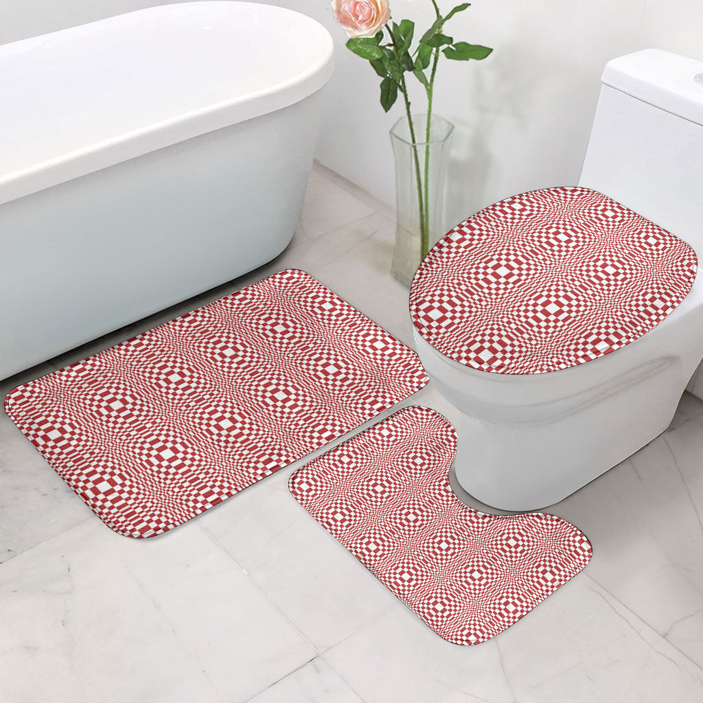 Red White Filipino Binakol Motifs Bathroom Set Mabuhay Philippines Festival Kusikus Pattern