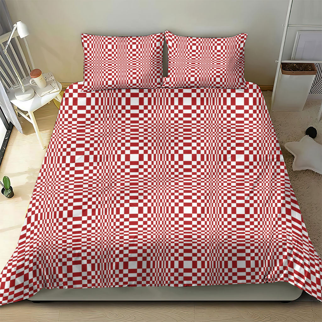 Red White Filipino Binakol Motifs Bedding Set Mabuhay Philippines Festival Kusikus Pattern