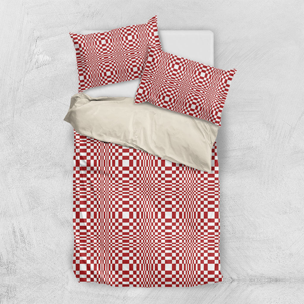 Red White Filipino Binakol Motifs Bedding Set Mabuhay Philippines Festival Kusikus Pattern