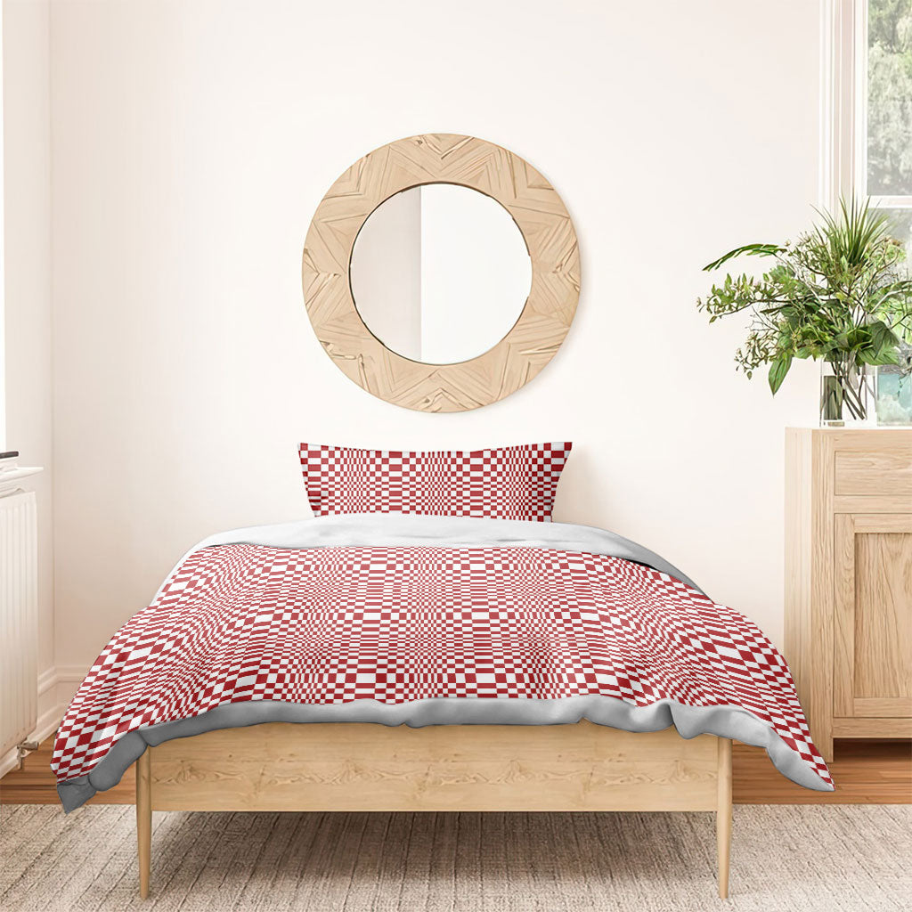 Red White Filipino Binakol Motifs Bedding Set Mabuhay Philippines Festival Kusikus Pattern