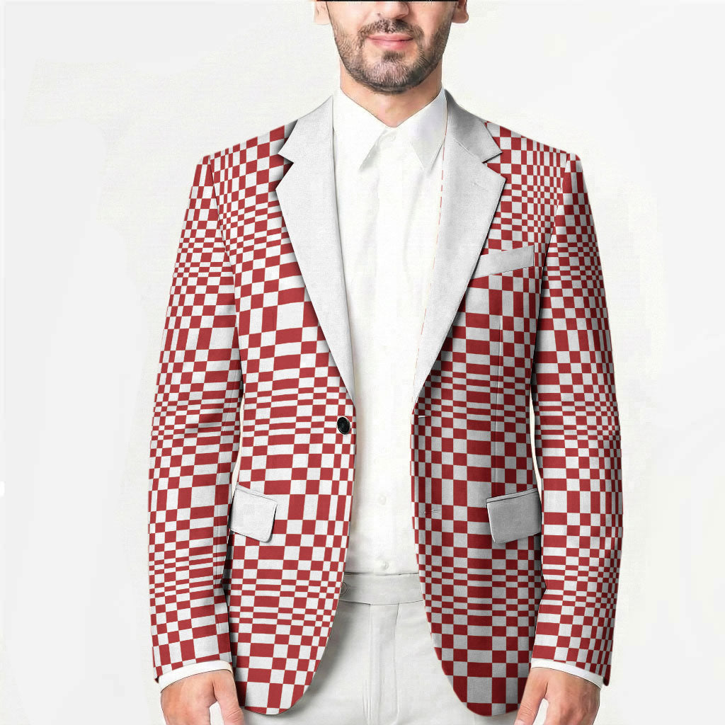 Red White Filipino Binakol Motifs Blazer Mabuhay Philippines Festival Kusikus Pattern