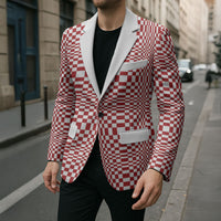 Red White Filipino Binakol Motifs Blazer Mabuhay Philippines Festival Kusikus Pattern