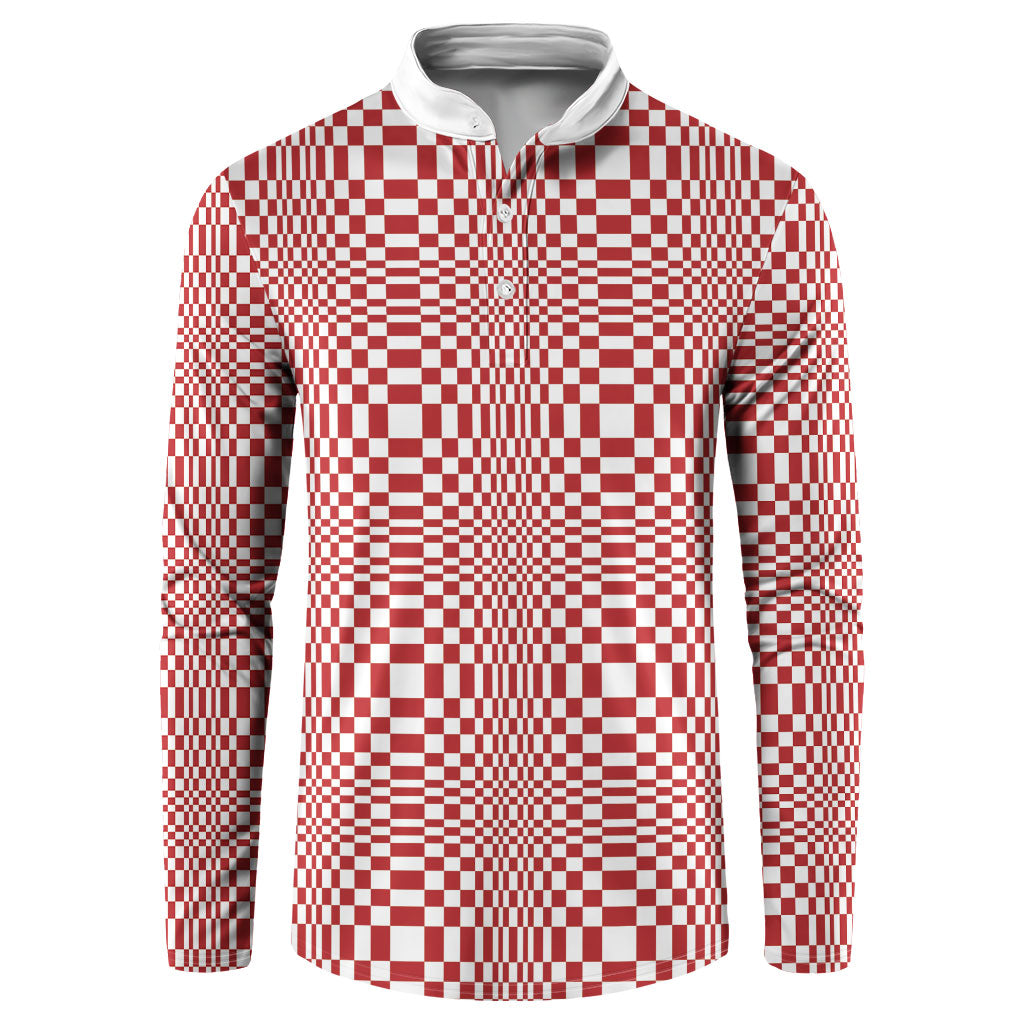 Red White Filipino Binakol Motifs Button Sweatshirt Mabuhay Philippines Festival Kusikus Pattern
