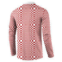 Red White Filipino Binakol Motifs Button Sweatshirt Mabuhay Philippines Festival Kusikus Pattern