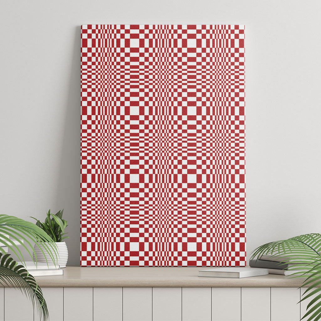 Red White Filipino Binakol Motifs Canvas Wall Art Mabuhay Philippines Festival Kusikus Pattern