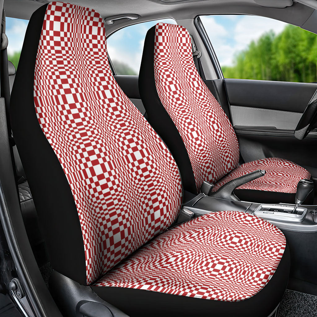 Red White Filipino Binakol Motifs Car Seat Cover Mabuhay Philippines Festival Kusikus Pattern