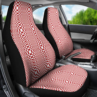 Red White Filipino Binakol Motifs Car Seat Cover Mabuhay Philippines Festival Kusikus Pattern