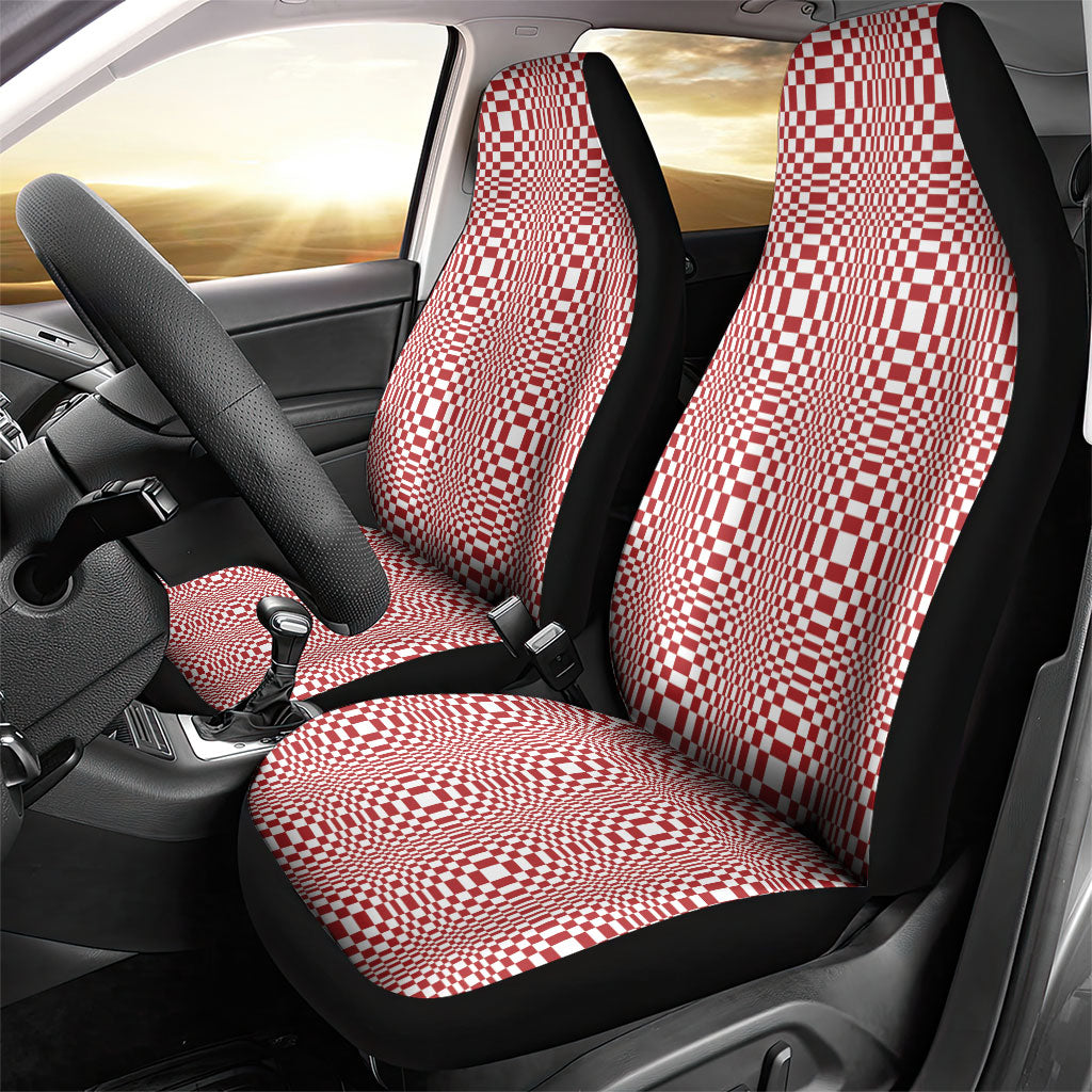 Red White Filipino Binakol Motifs Car Seat Cover Mabuhay Philippines Festival Kusikus Pattern