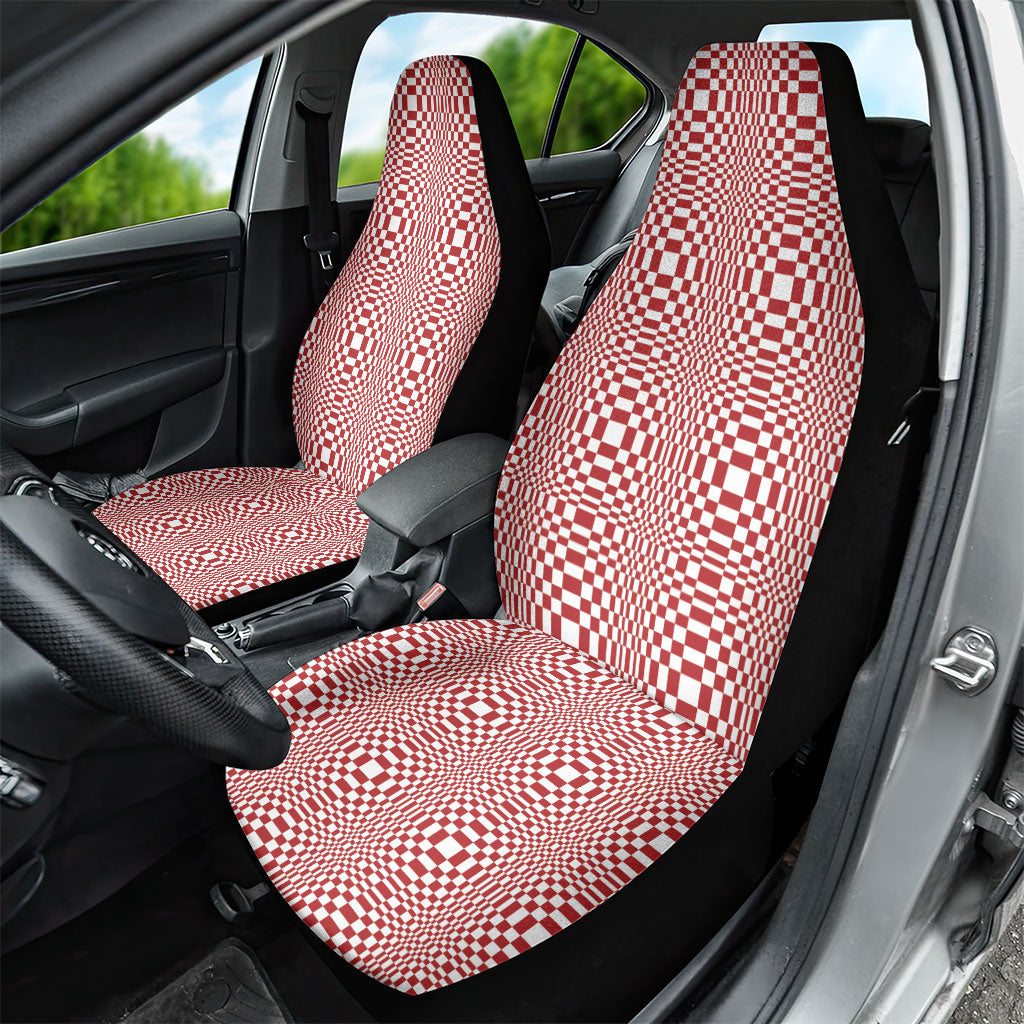 Red White Filipino Binakol Motifs Car Seat Cover Mabuhay Philippines Festival Kusikus Pattern