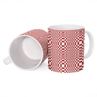 Red White Filipino Binakol Motifs Ceramic Mug Mabuhay Philippines Festival Kusikus Pattern