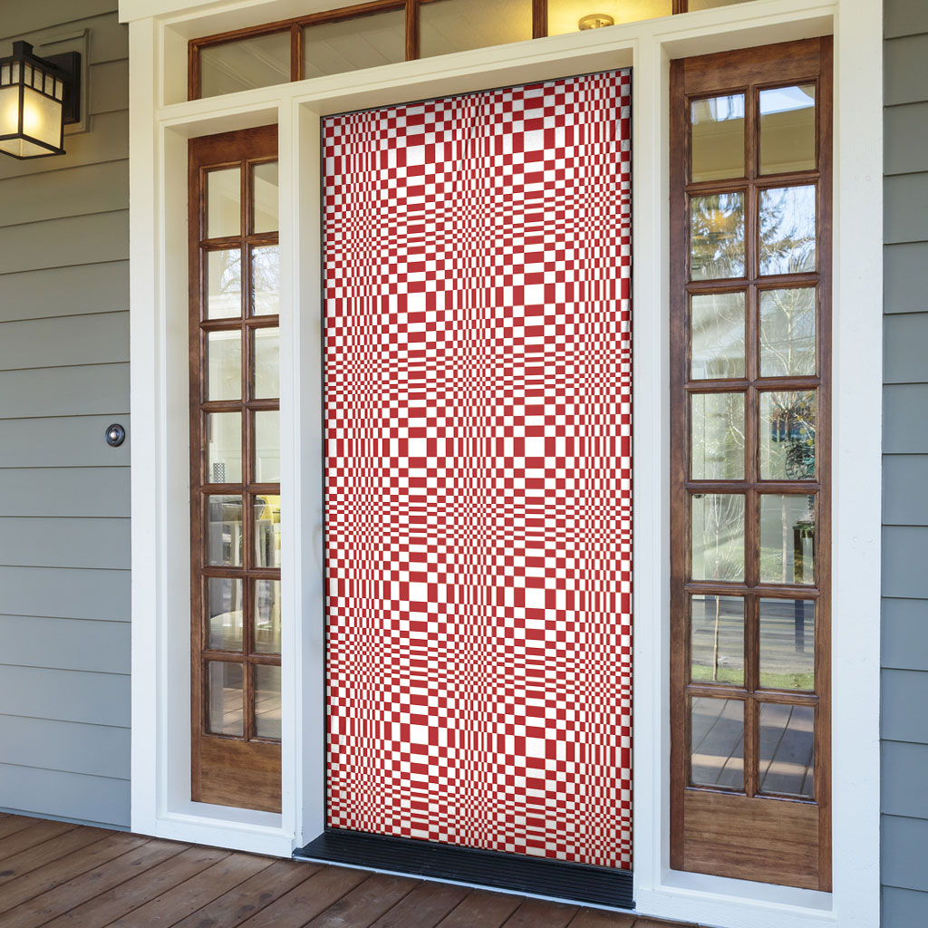 Red White Filipino Binakol Motifs Door Cover Mabuhay Philippines Festival Kusikus Pattern
