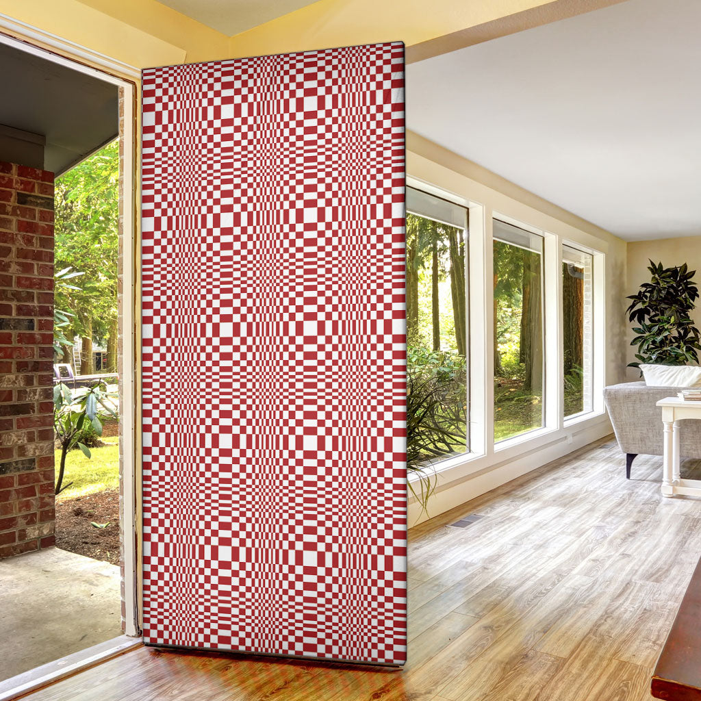 Red White Filipino Binakol Motifs Door Cover Mabuhay Philippines Festival Kusikus Pattern