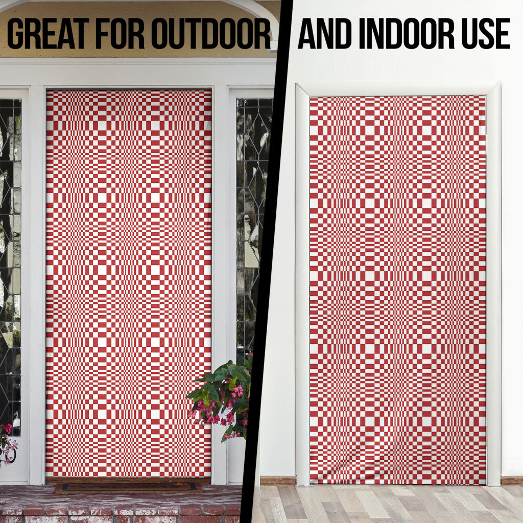 Red White Filipino Binakol Motifs Door Cover Mabuhay Philippines Festival Kusikus Pattern