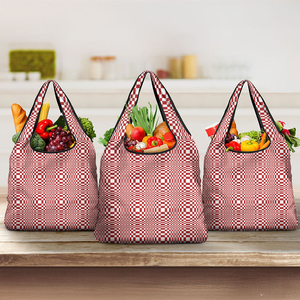 Red White Filipino Binakol Motifs Grocery Bag Mabuhay Philippines Festival Kusikus Pattern