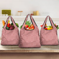 Red White Filipino Binakol Motifs Grocery Bag Mabuhay Philippines Festival Kusikus Pattern