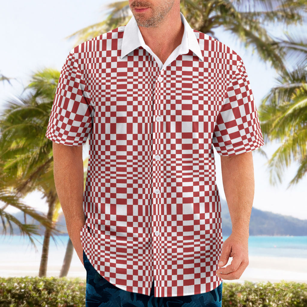 Red White Filipino Binakol Motifs Hawaiian Shirt Mabuhay Philippines Festival Kusikus Pattern