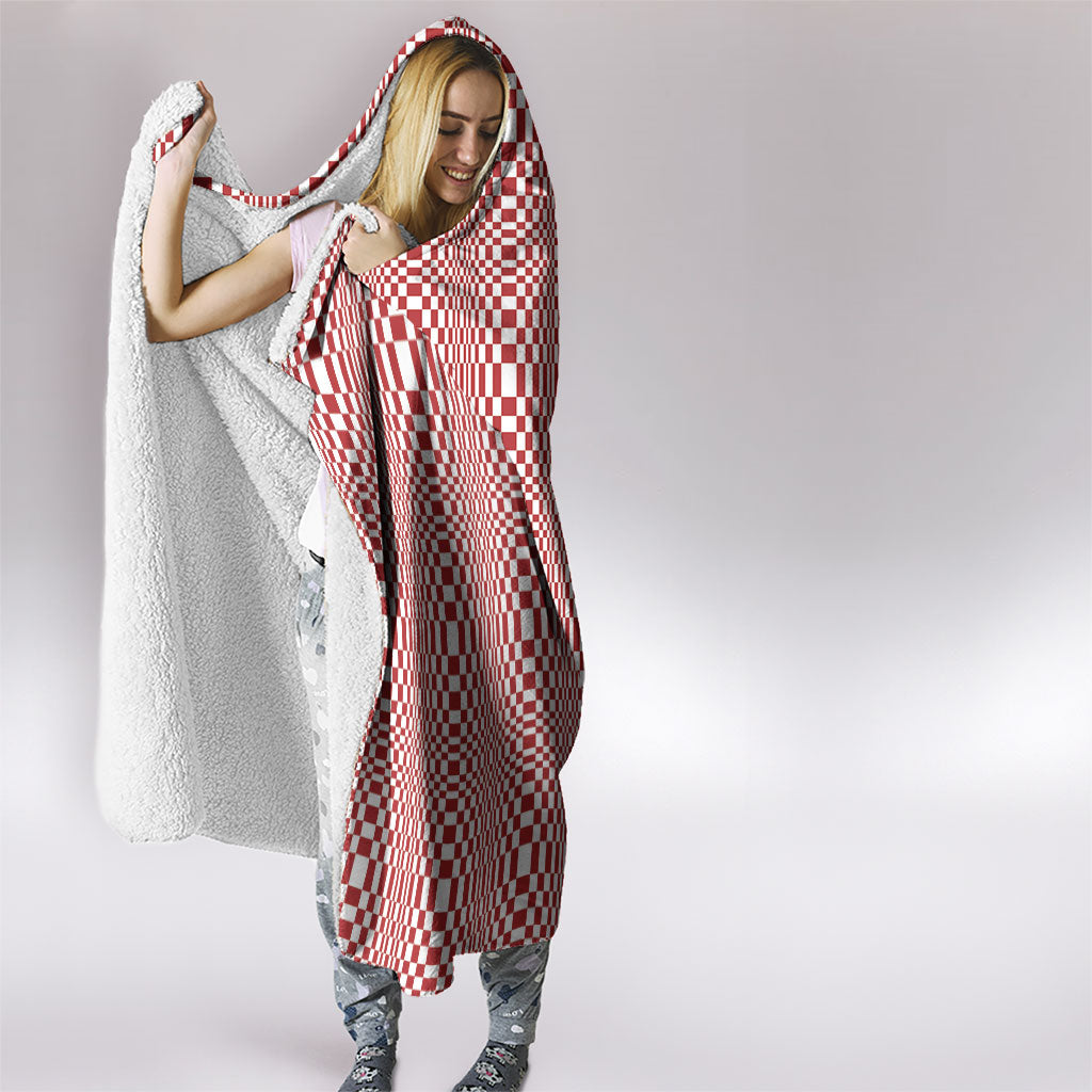 Red White Filipino Binakol Motifs Hooded Blanket Mabuhay Philippines Festival Kusikus Pattern