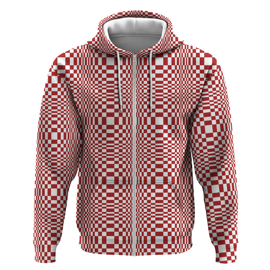 Red White Filipino Binakol Motifs Hoodie Mabuhay Philippines Festival Kusikus Pattern