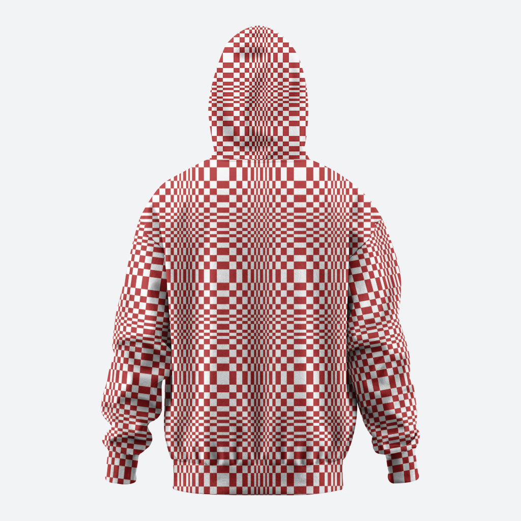 Red White Filipino Binakol Motifs Hoodie Mabuhay Philippines Festival Kusikus Pattern