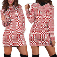 Red White Filipino Binakol Motifs Hoodie Dress Mabuhay Philippines Festival Kusikus Pattern