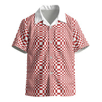 Red White Filipino Binakol Motifs Kid Hawaiian Shirt Mabuhay Philippines Festival Kusikus Pattern