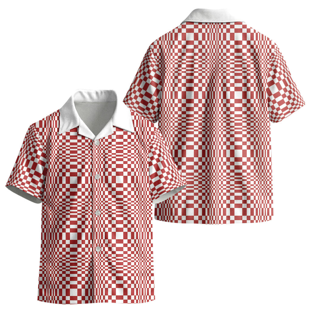 Red White Filipino Binakol Motifs Kid Hawaiian Shirt Mabuhay Philippines Festival Kusikus Pattern