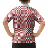Red White Filipino Binakol Motifs Kid Hawaiian Shirt Mabuhay Philippines Festival Kusikus Pattern