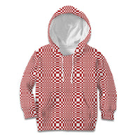 Red White Filipino Binakol Motifs Kid Hoodie Mabuhay Philippines Festival Kusikus Pattern