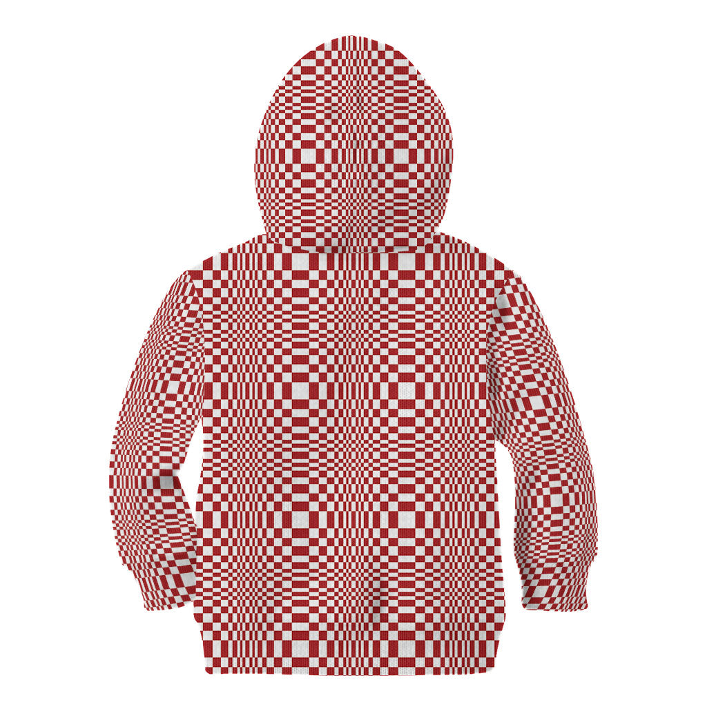Red White Filipino Binakol Motifs Kid Hoodie Mabuhay Philippines Festival Kusikus Pattern