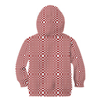 Red White Filipino Binakol Motifs Kid Hoodie Mabuhay Philippines Festival Kusikus Pattern