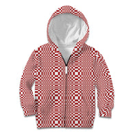 Red White Filipino Binakol Motifs Kid Hoodie Mabuhay Philippines Festival Kusikus Pattern