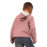 Red White Filipino Binakol Motifs Kid Hoodie Mabuhay Philippines Festival Kusikus Pattern