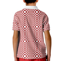 Red White Filipino Binakol Motifs Kid Polo Shirt Mabuhay Philippines Festival Kusikus Pattern