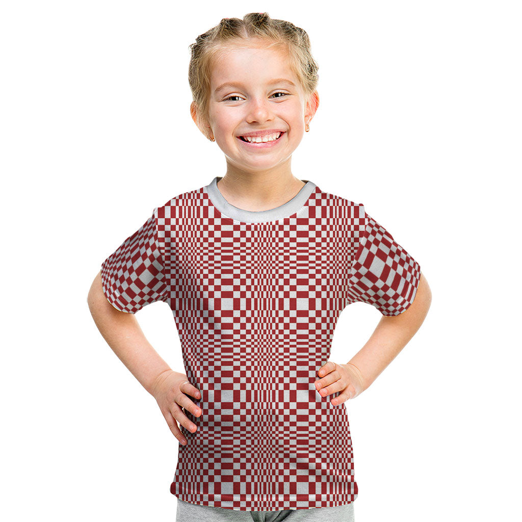 Red White Filipino Binakol Motifs Kid T Shirt Mabuhay Philippines Festival Kusikus Pattern