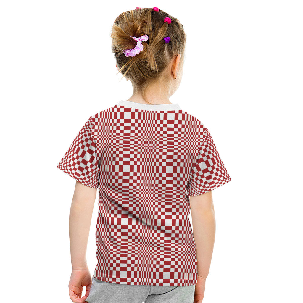 Red White Filipino Binakol Motifs Kid T Shirt Mabuhay Philippines Festival Kusikus Pattern