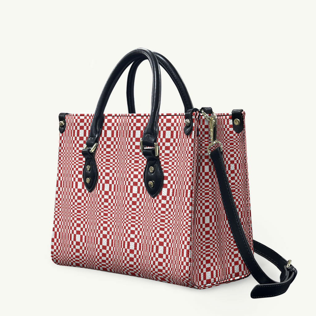 Red White Filipino Binakol Motifs Leather Bag Mabuhay Philippines Festival Kusikus Pattern