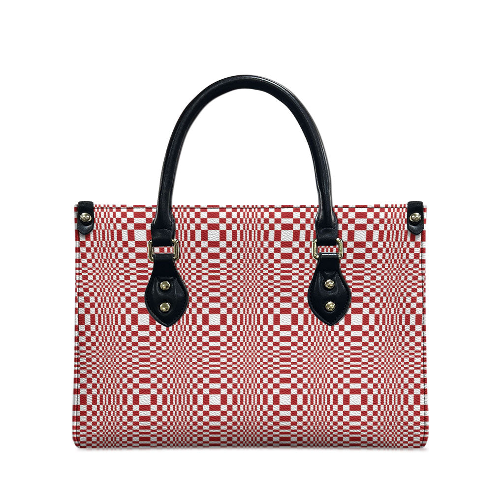 Red White Filipino Binakol Motifs Leather Bag Mabuhay Philippines Festival Kusikus Pattern
