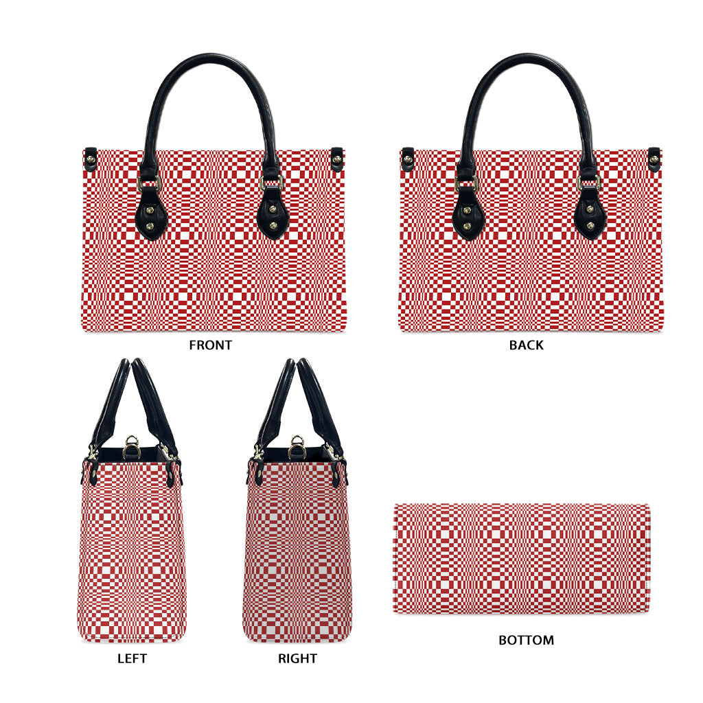 Red White Filipino Binakol Motifs Leather Bag Mabuhay Philippines Festival Kusikus Pattern
