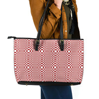 Red White Filipino Binakol Motifs Leather Tote Bag Mabuhay Philippines Festival Kusikus Pattern
