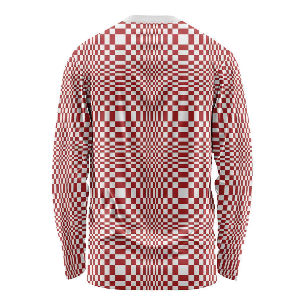 Red White Filipino Binakol Motifs Long Sleeve Shirt Mabuhay Philippines Festival Kusikus Pattern