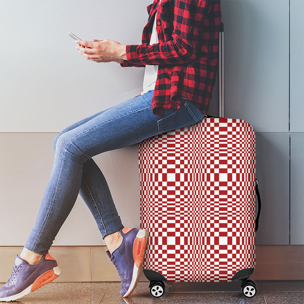 Red White Filipino Binakol Motifs Luggage Cover Mabuhay Philippines Festival Kusikus Pattern