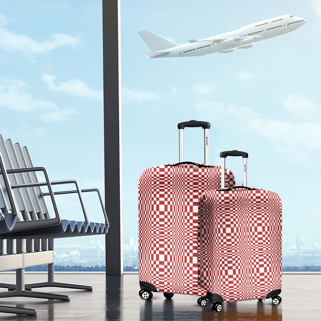 Red White Filipino Binakol Motifs Luggage Cover Mabuhay Philippines Festival Kusikus Pattern