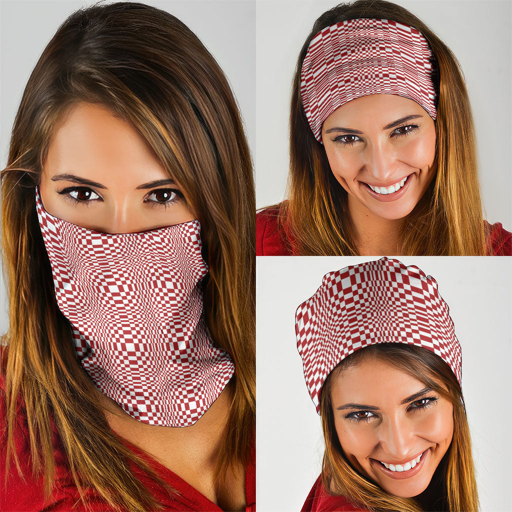 Red White Filipino Binakol Motifs Neck Gaiter Mabuhay Philippines Festival Kusikus Pattern