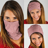 Red White Filipino Binakol Motifs Neck Gaiter Mabuhay Philippines Festival Kusikus Pattern