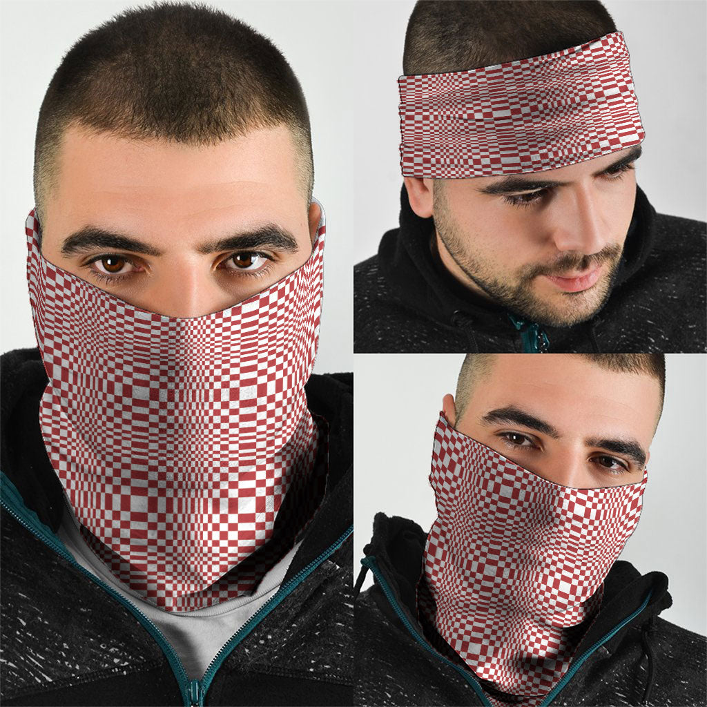 Red White Filipino Binakol Motifs Neck Gaiter Mabuhay Philippines Festival Kusikus Pattern